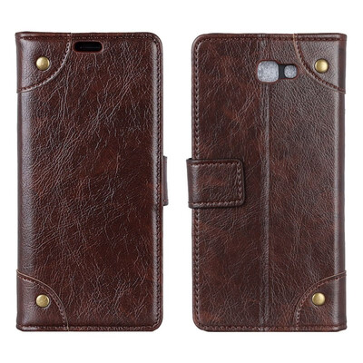 

MOONCASE Samsung Galaxy J7 Prime 2 Copper Buckle Napa Leather Case - Coffee