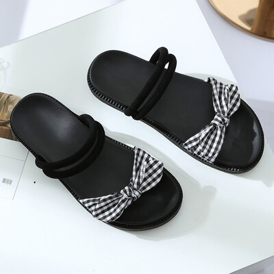 

Sandals Daughter Summer Fairy Wind Korean Edition Baitai ins Tidal Flat-soled Shoes Student Butterfly-knotted Slippers