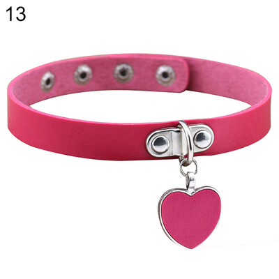 

Punk Gothic Women Love Heart Pendant Faux Leather Choker Collar Necklace Bracelet