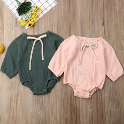 

Newborn Infant Baby Girl Outfits Clothes Cotton Linen Romper Bodysuit Jumpsuit