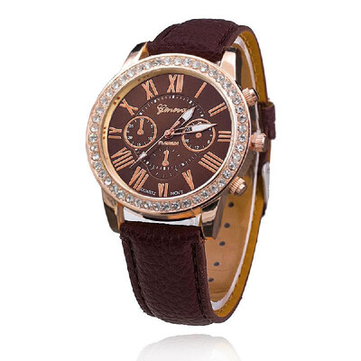 

Women Fashion Three Dials Quartz Watch Luxury Diamond Leather Band Alloy Case Wrist Watches