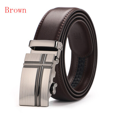 

New Automatic Buckle Cowskin Brown Belt Good Quality Genuine Leather Luxury Strap Male Belts For Men Jeans Wide 110-130cm long