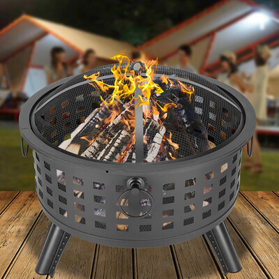 

Fire Pit26" Round Metal Burning Pit Raised Portable Fire Pit Accessories Fire Bowl Grill Fireplace