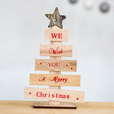 

Toponeto Wooden Mini Christmas Tree Desktop Ornaments Merry Christmas Party Decor