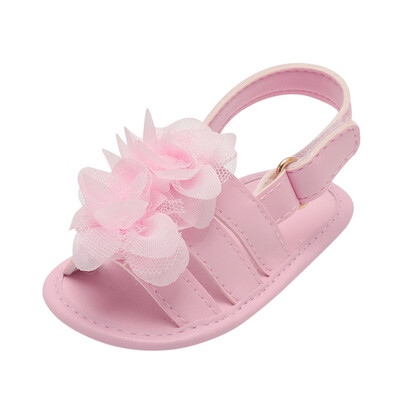 

Infant Baby Girl Floral Lace Crib Shoes Soft Sole Anti-slip Single Shoes Sandals