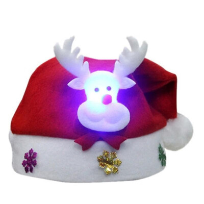 

Gifts Decoration Fabrics Santa Claus Snowman Reindeer Party Ornament Christmas Tree Cartoons Lovely Children LED Christmas Hat