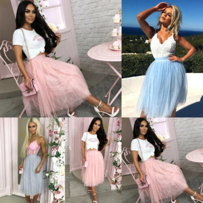 

Womens Girls Princess Tulle Tutu Skirt layered Party Wedding Rockabilly Dress