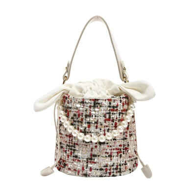 

Pearls Shoulder Messenger Bucket Handbags Women Crossbody Top-handle Bags