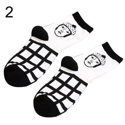 

Spring Autumn Funny Human Face Print Women Breathable Cotton Stretch Crew Socks