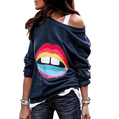 

Women Long-Sleeves Printing Loose Autumn Winter Tops O-Neck Sweatershirt