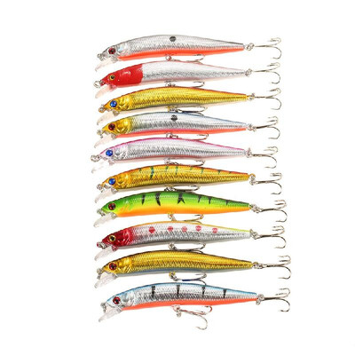 

Lixada 10PCS Minnow Hooks Plastic Fishing Lures Baits Crank Bait Set Fish Lure Wobbler Hard Baits