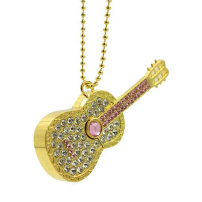 

USB Flash Drives Diamond Crystal Necklace Guitar Memory Stick Flash Disk Card