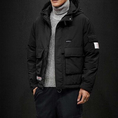 

Toponeto New Fashion Mens Winter Casual Pure Color Hooded Warm Cotton Clothing Coat