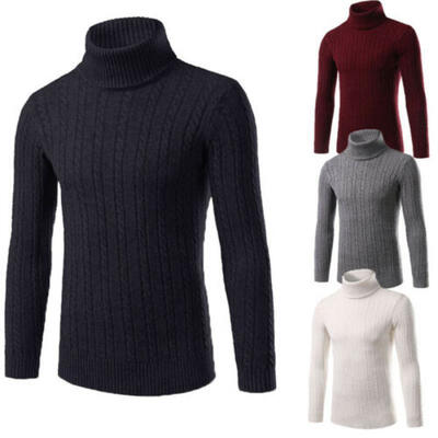 

US Mens Slim Warm Knit High Neck Pullover Jumper Sweater Top Turtleneck Winter