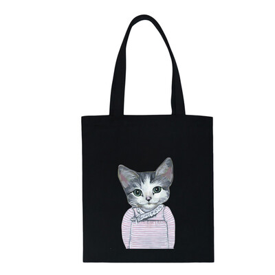 

Women Cute Cat Printing Canvas Tote Girls Casual Shoulder Bags Large Capacity Shopping Bags Handbag Bolsos Mujer YJ
