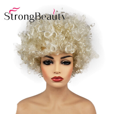 

StrongBeauty Short Curly Afro Jumbo American Synthetic Cosplay Party Wig Color Choose