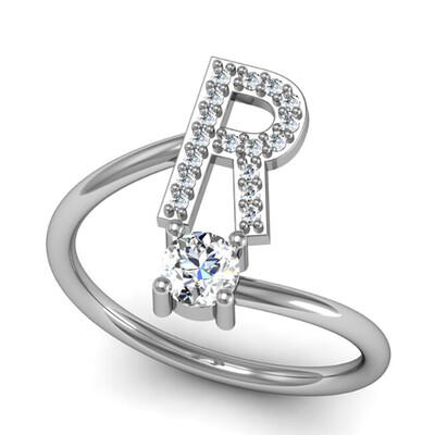 

26 Letter Silver Ring Solitaire Crystal Wedding Day Party Ring Jewelry for Women