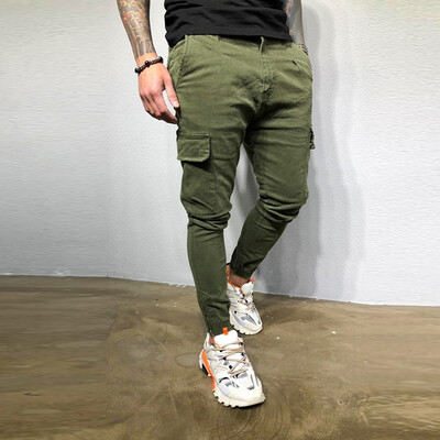 

Gobestart Men Zipper Pure Color Overalls Casual Pocket Sport Work Casual Trouser Pants