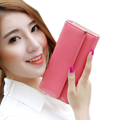 

Women Fashion Long Phone Solid Color Wallet Card Cash Holder Clutch Bag Purse