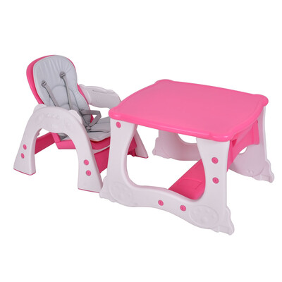 

3 in 1 Convertible Play Table Seat Baby High Chair-Red