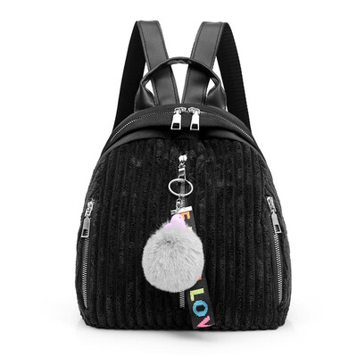 

Tailored Fashion Womens Zipper Multi-Function Large Capacity Corduroy Backpack
