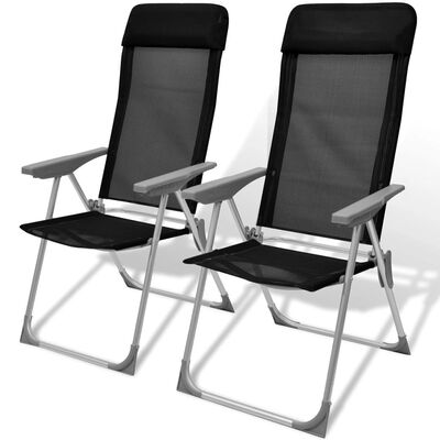 

Camping Chairs 2 pcs Black Aluminum 22"x236"x441"