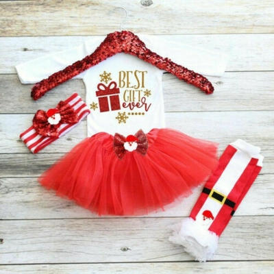 

Christmas Newborn Baby Girl Romper BodysuitTutu Skirt Dress Princess Clothes
