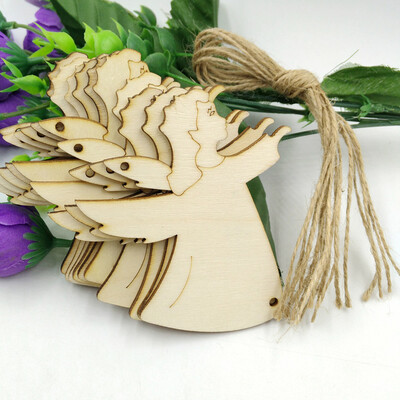 

〖Follure〗10Pcs Christmas Wood Chip Tree Ornaments Xmas Hanging Pendant Decoration Gifts