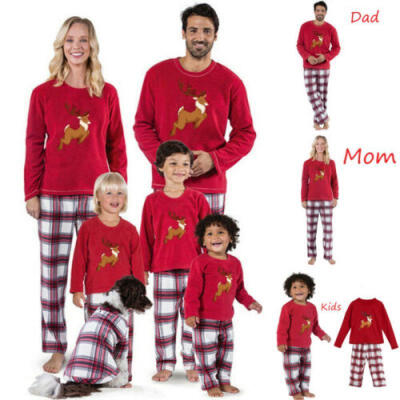 

Family Matching Adult Women Men Kids Christmas Nightwear Pajamas Pyjamas Set Hot