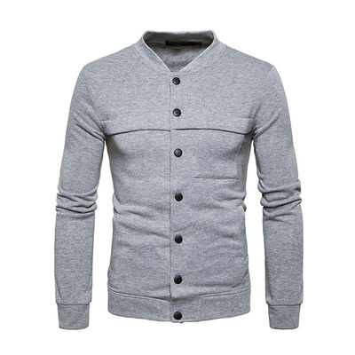 

Mens Winter Casual Warm Sweatshirt Coat Jacket Buttons Front Outwear Sweater