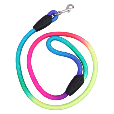 

Rainbow Color Weave Nylon Belt Pet Dog Traction Rope Round Training Leashes