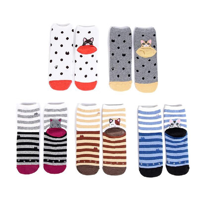 

5 Pairs of Mixed Color Women Cotton Socks Cartoon Three-dimensional Cute Animal Socks