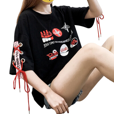 

Women Round Collar Summer Cartoon Print Loose Short Sleeve Casual Simple Wild T-Shirt