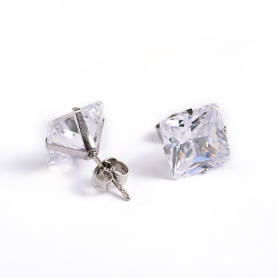 

Square Cubic Zirconia Stud Earrings with 304 Stainless Steel Pins Clear 75x7mm Pin 09mm