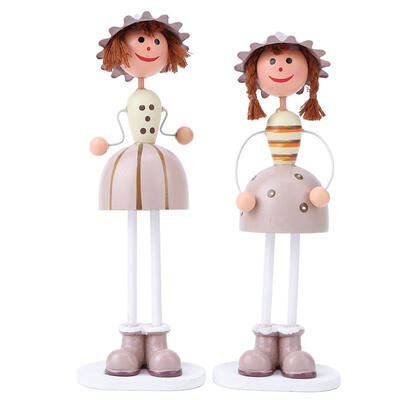 

2pcspair Pastoral Solid Wood Dolls Painted Hanging Foot Puppets Home Decor