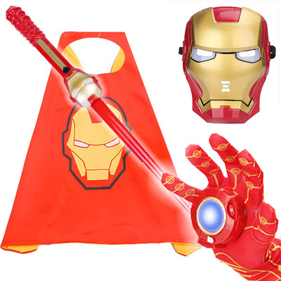 

Halloween costume children boys&girls iron man 4 sets of masks cloak cloak props cosplay decoration kindergarten show dress up performance costumes