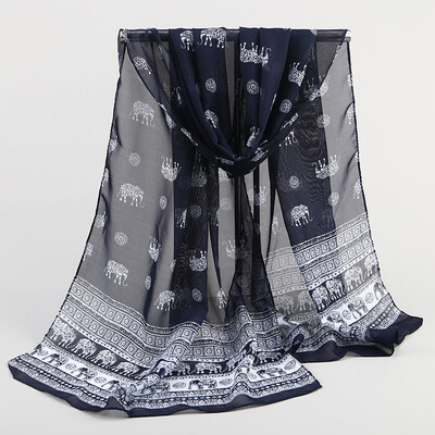 

2018 spring&summer new printed chiffon scarves wholesale exotic ethnic wind elephant womens small scarf