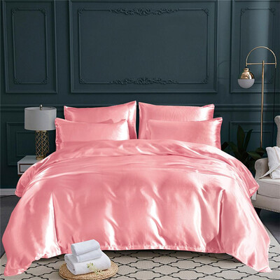 

Gobestart New Imitation Silk Quilt Cover Multiple Colors Gift Soft Feel Bedding 2 Pcs