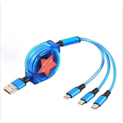 

Universal 3-in-1 USB To Micro USB 8 Pin Lightning Type-C Charging Cable Telescopic Data Cord For IPhone Android Phones