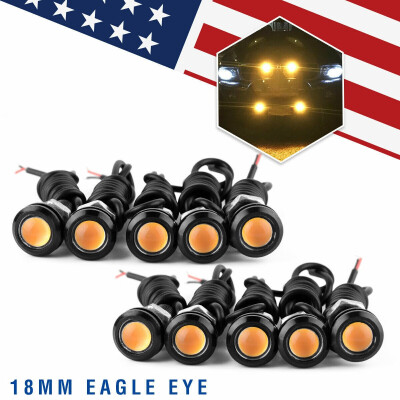 

10X Amber Yellow 18MM Eagle Eye 9W LED Fog DRL Reverse Backup Light Car Motor