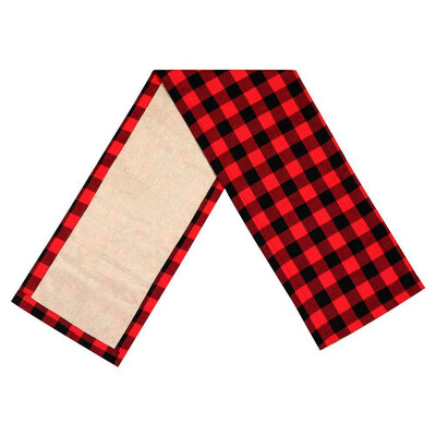 

Christmas Cotton Black Red Tablecloth Table Flag Christmas Desktop Decoration