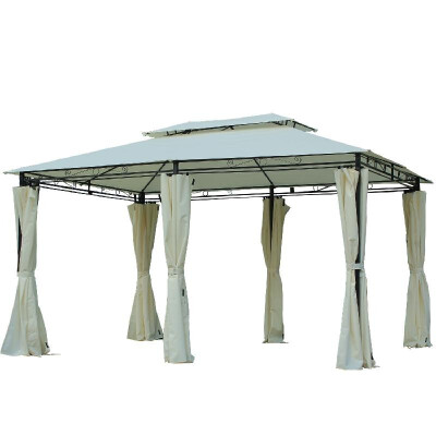 

13 x 10 Outdoor 2-Tier Steel Frame Gazebo with Curtains - Cream