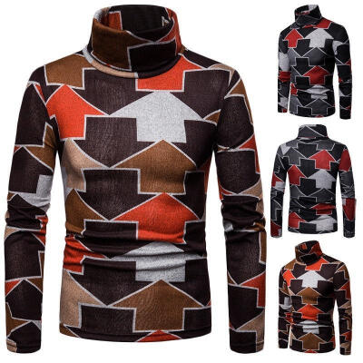 

Fashion Men Long Sleeve Tops Slim Fit High Collar Pullover Turtleneck Tops Shirt