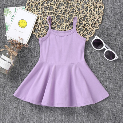 

Summer Toddler Baby Girls Sleeveless Solid Print Dress Vest Dresses Clothes