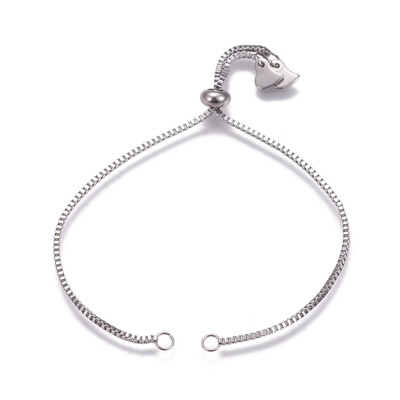 

Stainless Steel Slider Bracelet Makings with Box Chains Heart Stainless Steel Color Single Chain 4-14"109cm Total Length