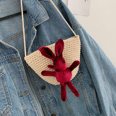 

Summer Fairy Small Bag 2019 New Sweet Bow Straw Bucket Bag Cute Mini Shoulder Messenger Bag