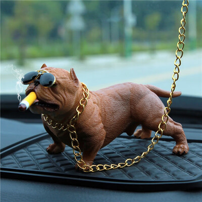 

Cute Simulation Dog Pitbull Car Ornament Cartoon Auto Decor Bulldog Car Dashboard Decoration