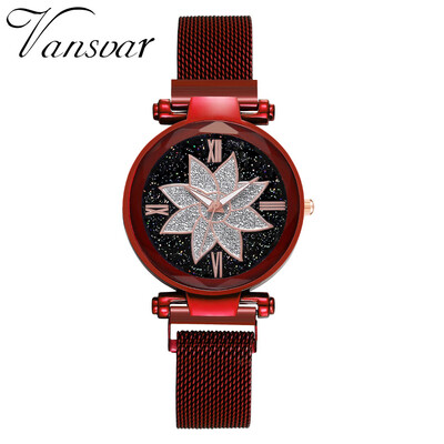 

Best Selling Women Mesh Magnet Buckle Starry Sky Watch Casual Luxury Women Geometric Surface Quartz Watches Relogio Feminino50