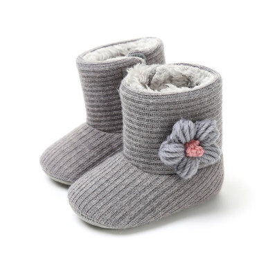 

Baby Bootsborn Plus Velvet Knitted Wool Soft Bottom Toddler Warm Boots Flowers Baby Boots Girl