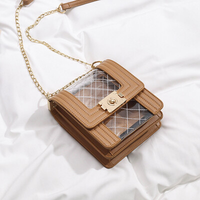 

Summer transparent bag female 2019 new wave Korean version of the rhombic chain shoulder bag fashion diagonal cross jelly small square bag